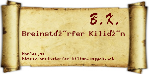 Breinstörfer Kilián névjegykártya